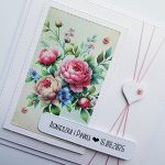 Kartka na ślub romantyczna z bukietem róż  - Ręcznie robiona kartka na ślub