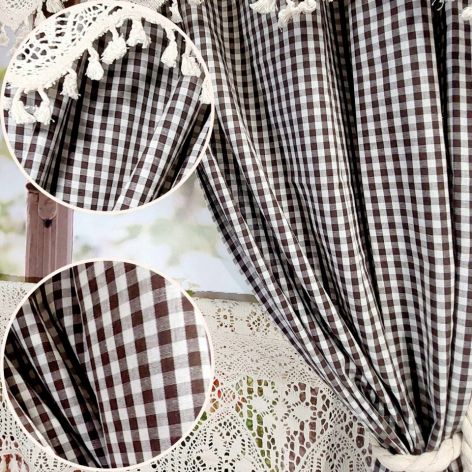 Zasłona BOHO w kratkę MOKKA na tunel panel SHABBY 130/160cm