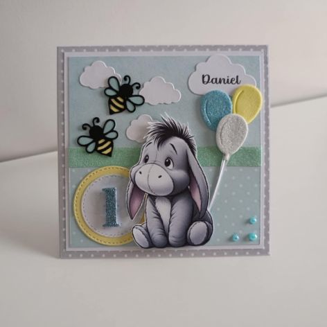 Personalizowana kartka na urodziny Kłapouchy Kubuś Puchatek