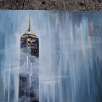 Obraz akryle, Zamglony wieżowiec - Detal wieżowca