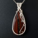 Srebrny wisior z brązowym tygrysim okiem - Sterling silver pendant with Brown Tiger's Eye / wire wrapped / without chain / handmade / gift for her