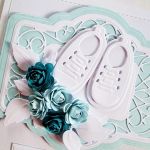 Kartka PAMIĄTKA CHRZTU z bucikami #8 /1 - Kartka na Chrzest Święty z białymi bucikami