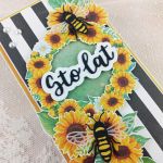 Wiosenno-letnia kartka urodzinowa ze słonecznikami i pszczółkami - detale