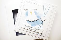 Kartka na Chrzest z szatką niebieska handmade