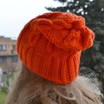 Pomarańczowa  czapka krasnal - ciepła czapka