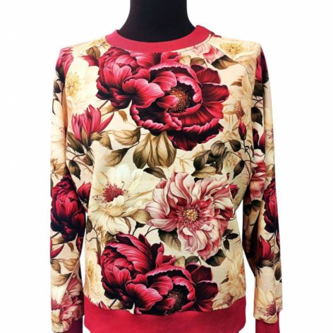 Bluza damska kwiaty bordo