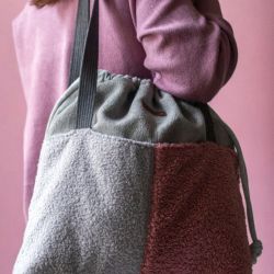 Szaro-różowa duża torba z kominem baranek