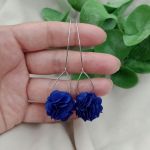 Kobaltowe kolczyki na wesele, lekkie długie - ciemnoniebieskie