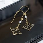 Złote kolczyki Perły i Liście - 