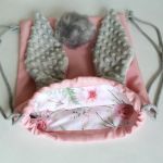 worko/plecak KRÓLIK różowy - bawełniana podszewska w kwiatki