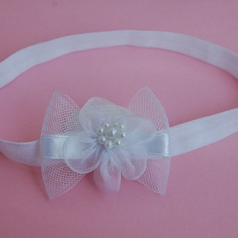 Opaska niemowlęca - "Kokardka w bieli"