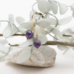 DELIKATNE KOLCZYKI AMIRA POZŁACANE Z AMETYSTEM