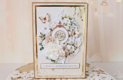 Kartka komunijna pamiątka "Holy&Beige" GOTOWA