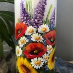 Świeca malowana ręcznie - Polne kwiatki