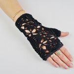 Mitenki Hand Made czarno-srebrne - Modne rękawiczki