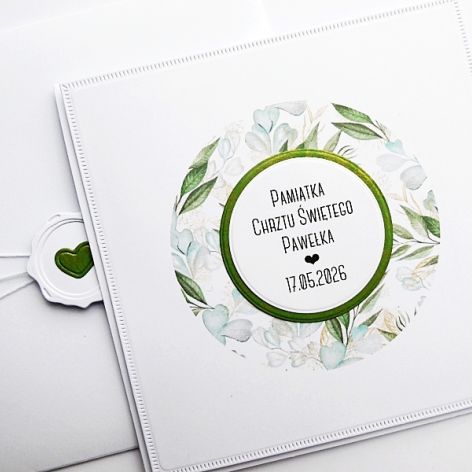 Kartka na Chrzest ręcznie robiona w zieleni