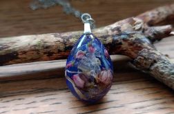 Komplet biżuterii z żywicy epoksydowej z suszonymi kwiatami - wisiorek i kolczyki | KROPLA WIOSNY