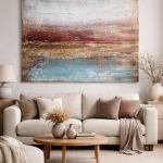 Duży obraz strukturalny ze złotem do salonu Abstrakcja XXL 100x80 cm - 