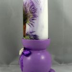 Świecznik fioletowy plus świeca - teofano atelier, świeca