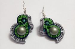 kolczyki sutasz zielone perły Swarovski