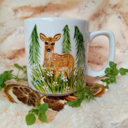 Sarenka na łączce ręcznie malowany kubek 270 ml.