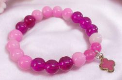 Bransoletka na gumce kwiatek fuksja