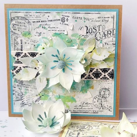 Kartka z kwiatem Post Card turkusowa