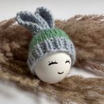 Czapeczka na jajka wielkanocne, uszy (nieb-ziel) - Czapeczka z uszami zająca na jajka wielkanocne - 1 szt.