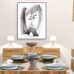 Obraz na płótnie canvas, Pocałunek 1, 60 x 80 - Czarno biała grafika na płótnie do jadalni
