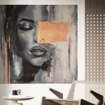 Abstrakcja Kobieta MIEDZIANA ręcznie malowany obraz XXL 100x100 - 