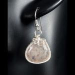 Srebrne kolczyki z kwarcem różowym handmade - Sterling Silver earrings with Rose Quartz wire wrapped gift for her gift for mom perfect present artisan handcrafted jewelry for women, pink