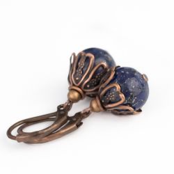 Kolczyki w kolorze miedzi, lapis lazuli
