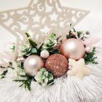 Stroik dekoracja Boże Narodzenie Gwiazda pudrowy róż - Ozdoba świątecznego stołu