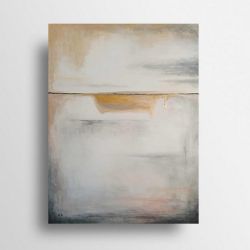 Abstrakcja w bieli,złocie i różach -80/60 cm 