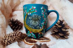 Manul stepowy ręcznie malowany kubek dla charakternych 300 ml.