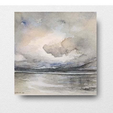 Pejzaż-akwarela formatu 20/20 cm .