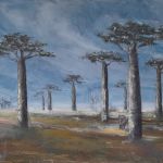 Aleja baobabów, obraz olejny na płótnie - sztuka