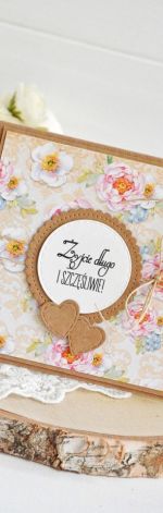 Kartka ślubna - beż i piwonie