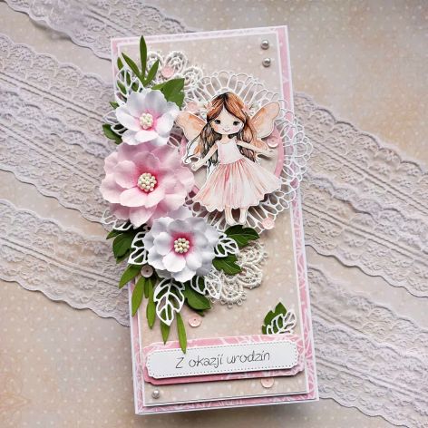 Kartka urodzinowa z wróżką dla dziewczynki