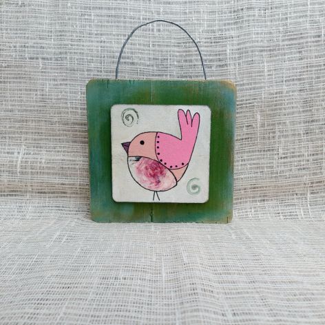 Obrazek na drewnie - Rose Bird