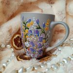 Polne kwiatki ręcznie malowany kubek 300 ml. - ręcznie malowane