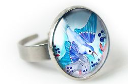 Blueberry bird pierścionek z ilustracją