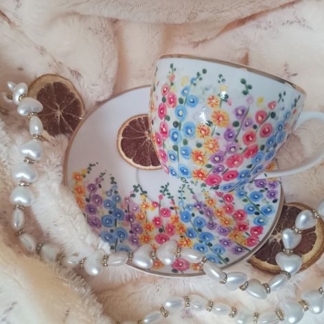 Ręcznie malowane barwne malwy komplet 200 ml