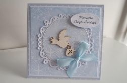 Kartka na Chrzest Święty gołabek błękitna