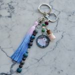Brelok Niebieski Kwiat z chwostem i koralikami - 4