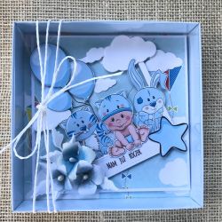 112- kartka na roczek w pudełku dla chłopczyka