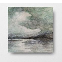 Morze-akwarela formatu 20/20 cm .