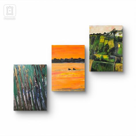 Kompozycja prac na płótnie,  Bieszczady I Podlasie 