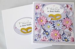 Kartka MŁODEJ PARZE różowo-fioletowa