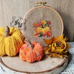 Jesienny haftowany obrazek z dynią - 